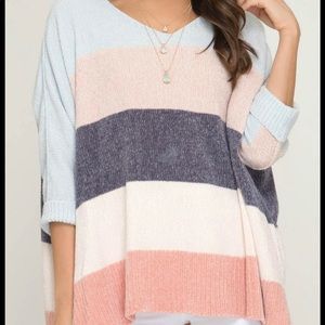 She + Sky Striped Chenille Sweater.